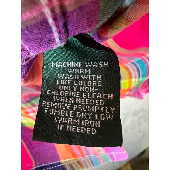 Lauren Ralph Lauren Shirt Womens Medium Pink Plaid Cotton Button Up Long Sleeve* - Picture 7 of 7